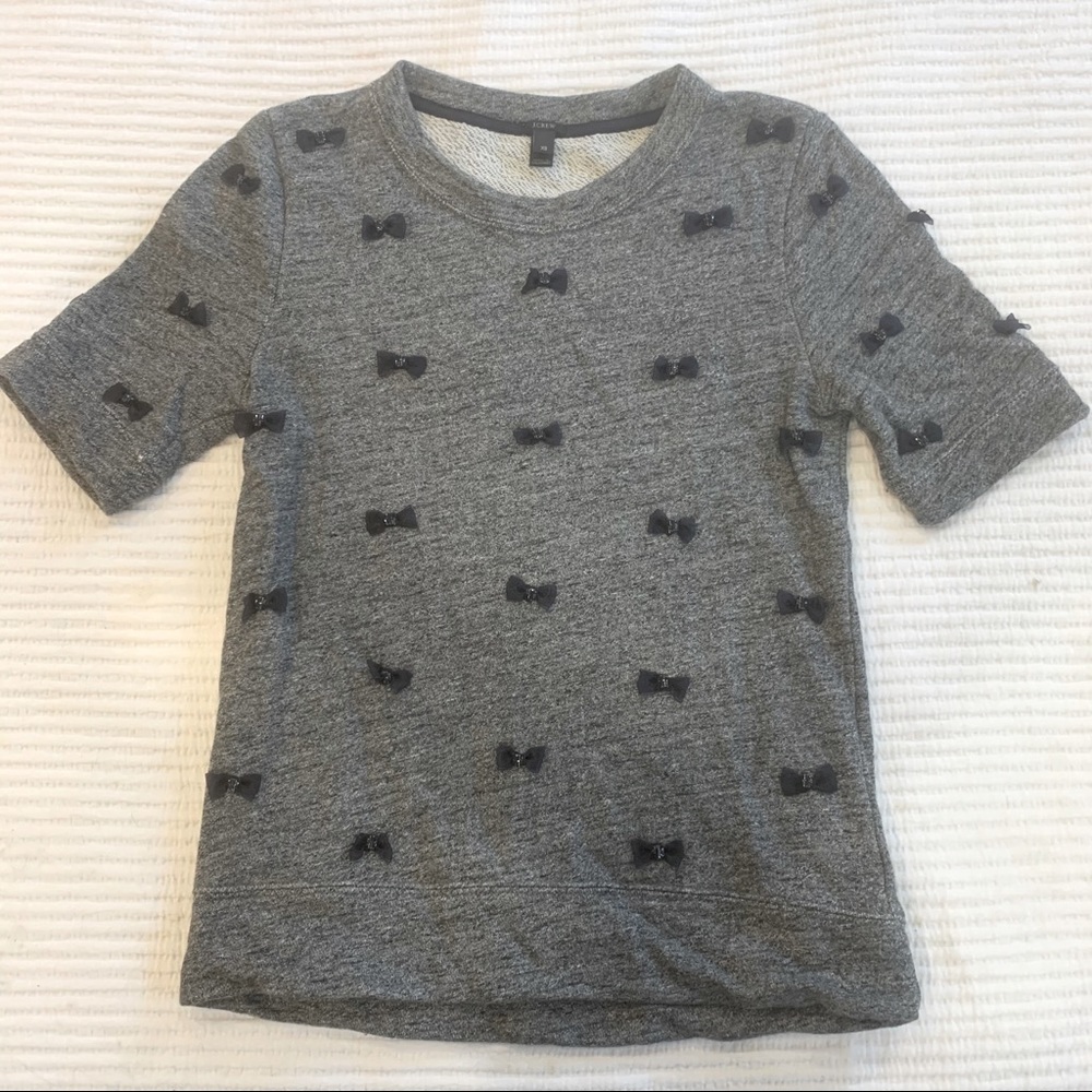 J. Crew Embellished Bow Top